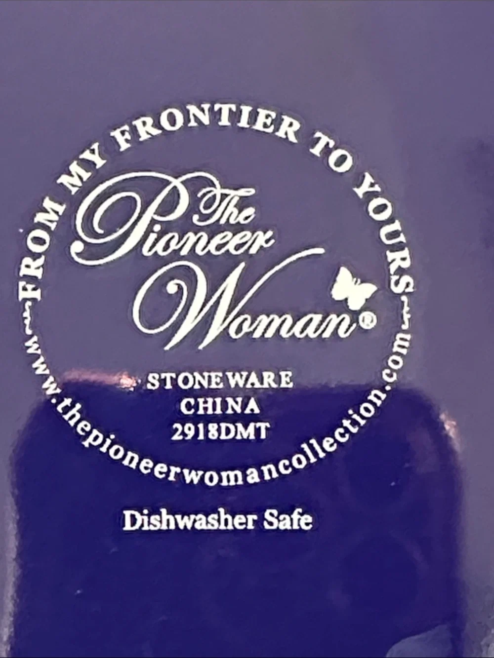 Pioneer woman 7” ceramic, Fiona Floral #2918 DMT. Red with blue scalloped edges